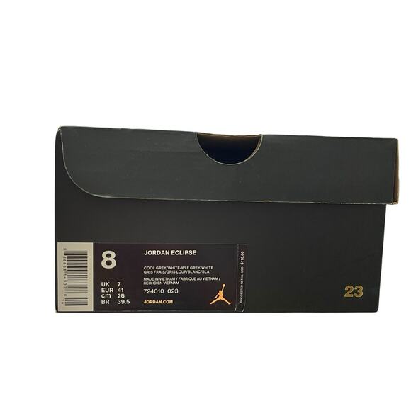 Nike Jordan Mens 8 Eclipse Sneakers Cool Grey Wolf White 724010-023 NEW IN BOX - Picture 2 of 10